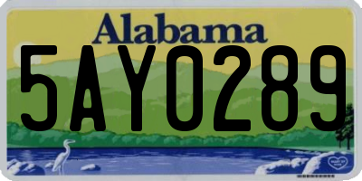 AL license plate 5AY0289