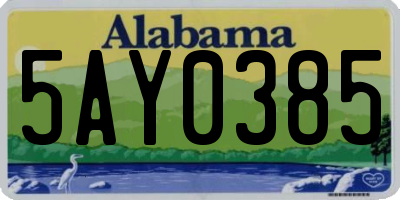 AL license plate 5AY0385