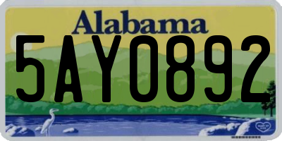 AL license plate 5AY0892