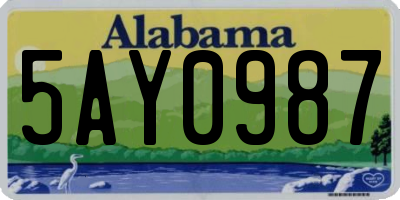 AL license plate 5AY0987