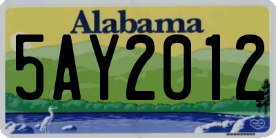 AL license plate 5AY2012
