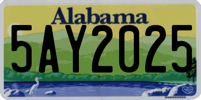 AL license plate 5AY2025