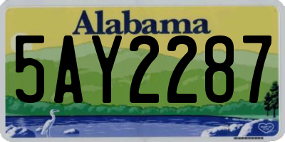 AL license plate 5AY2287