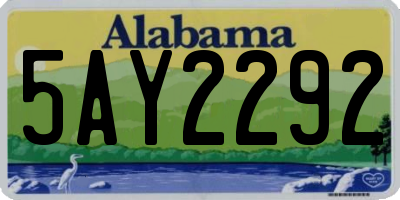 AL license plate 5AY2292