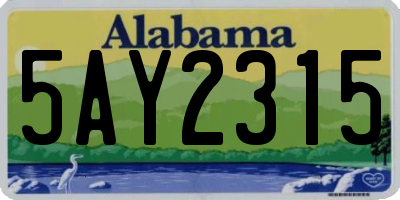 AL license plate 5AY2315
