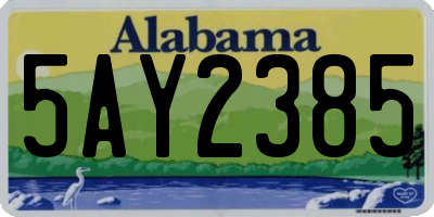 AL license plate 5AY2385