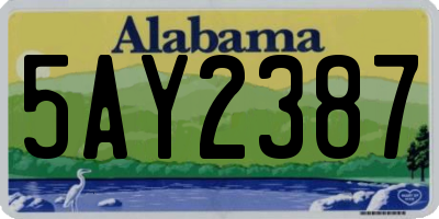AL license plate 5AY2387