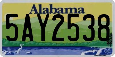 AL license plate 5AY2538