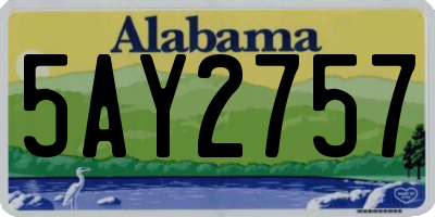 AL license plate 5AY2757