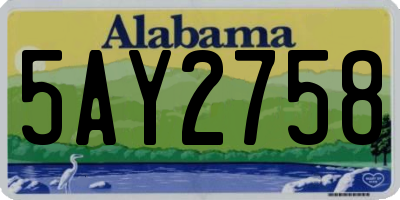 AL license plate 5AY2758