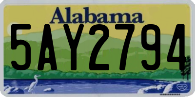 AL license plate 5AY2794
