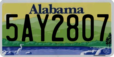 AL license plate 5AY2807