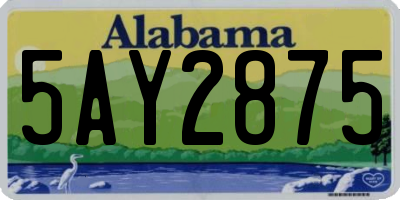 AL license plate 5AY2875