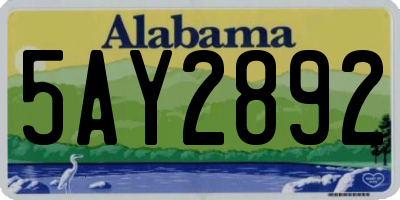 AL license plate 5AY2892