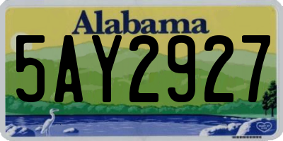 AL license plate 5AY2927