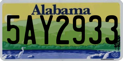 AL license plate 5AY2933