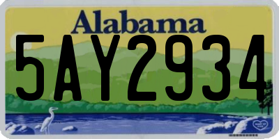 AL license plate 5AY2934