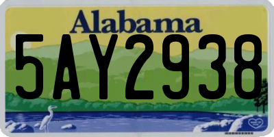 AL license plate 5AY2938