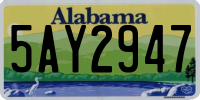 AL license plate 5AY2947