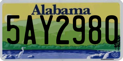 AL license plate 5AY2980