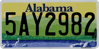 AL license plate 5AY2982