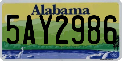 AL license plate 5AY2986
