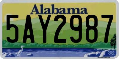 AL license plate 5AY2987