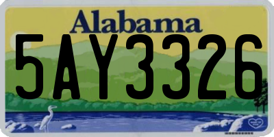 AL license plate 5AY3326
