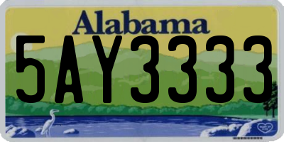 AL license plate 5AY3333