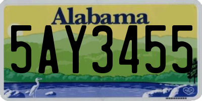 AL license plate 5AY3455