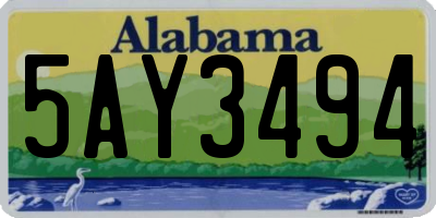 AL license plate 5AY3494