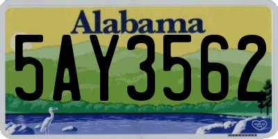 AL license plate 5AY3562