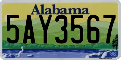 AL license plate 5AY3567