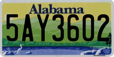 AL license plate 5AY3602