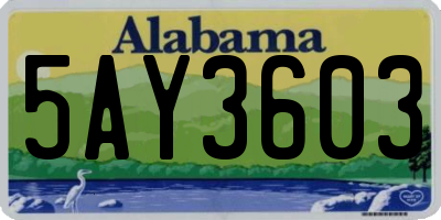 AL license plate 5AY3603