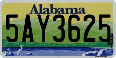 AL license plate 5AY3625