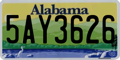 AL license plate 5AY3626