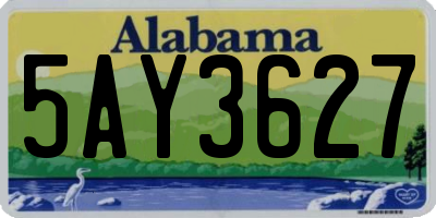 AL license plate 5AY3627