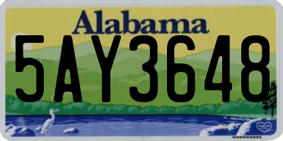 AL license plate 5AY3648
