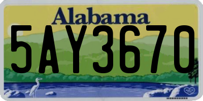 AL license plate 5AY3670