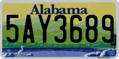 AL license plate 5AY3689