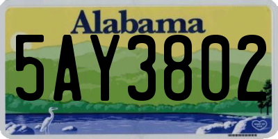 AL license plate 5AY3802