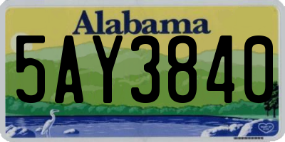 AL license plate 5AY3840