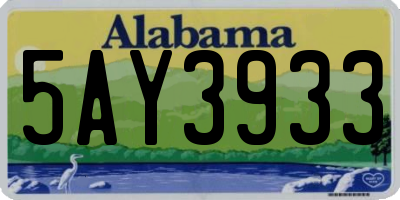 AL license plate 5AY3933