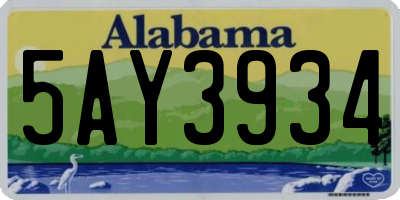 AL license plate 5AY3934