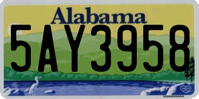 AL license plate 5AY3958