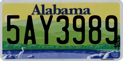 AL license plate 5AY3989