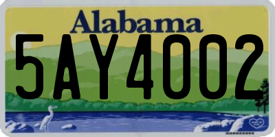 AL license plate 5AY4002