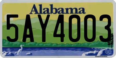 AL license plate 5AY4003