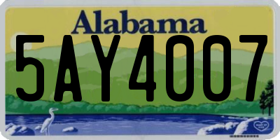 AL license plate 5AY4007